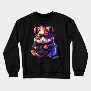 Synthwave/Retrowave neon HAMSTER with Glasses Crewneck Sweatshirt